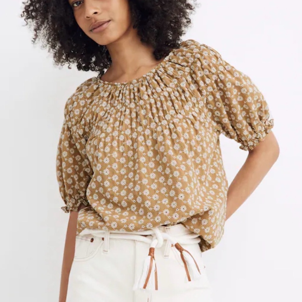 Madewell embroidered daisy top Small